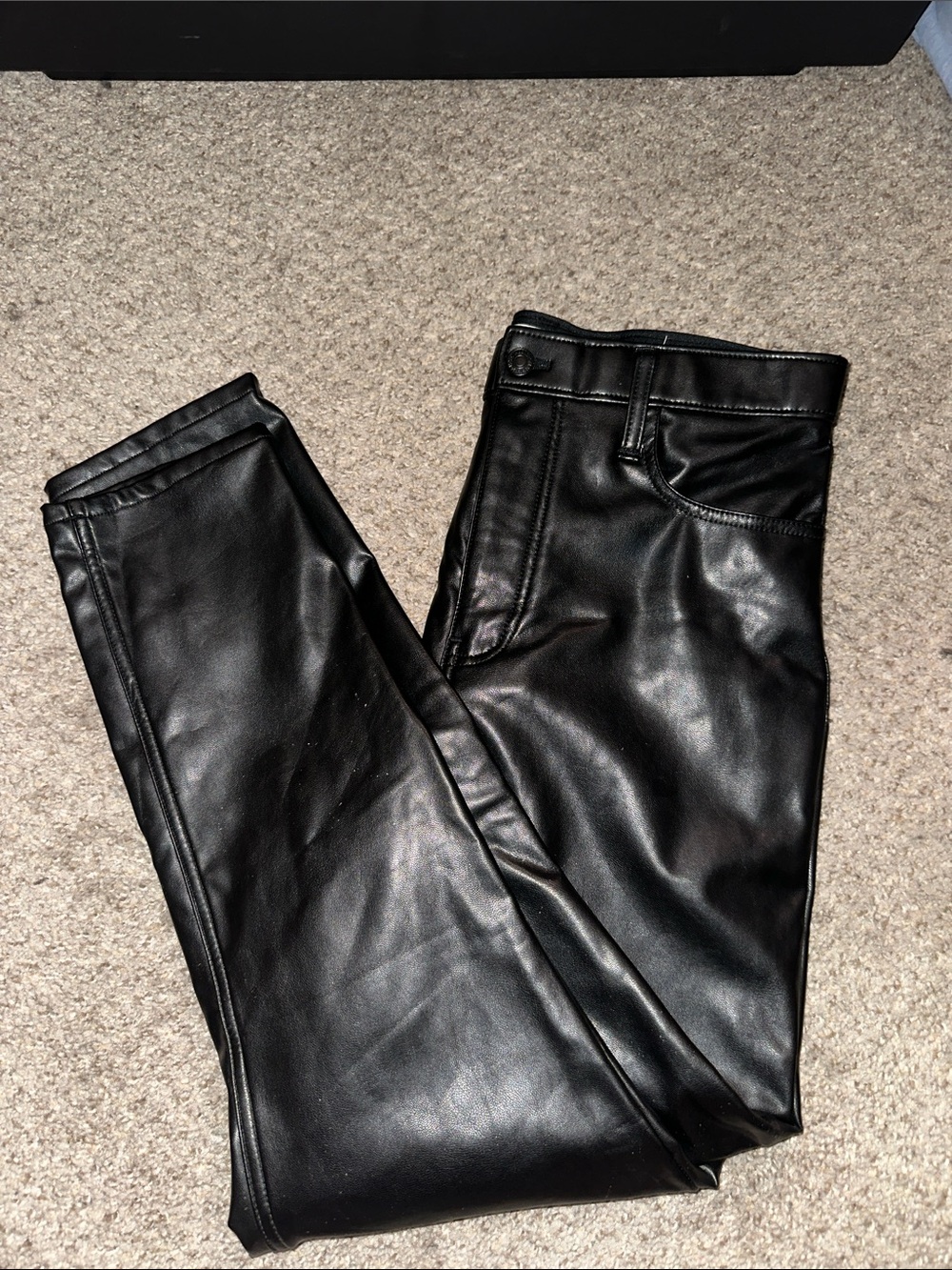 Black Faux Leather Women’s High Rise Skinny Jeans